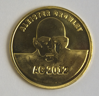 Aleister Crowley 2012 yellow brass coin