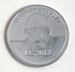 Aleister Crowley 2012 nickel plated brass coin